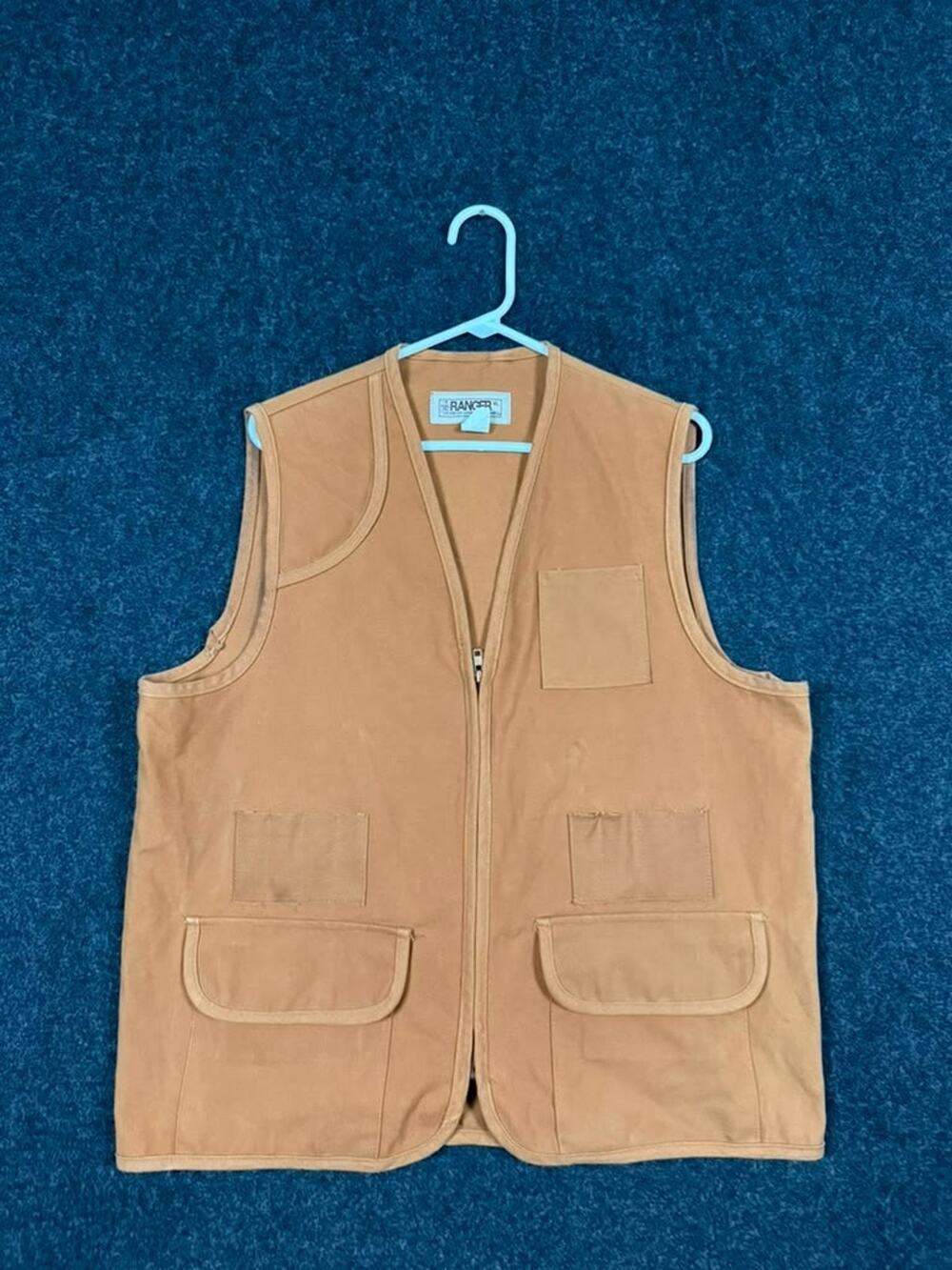 Vintage Ranger XL Brown Cotton Hunting Vest Made USA Game Pockets